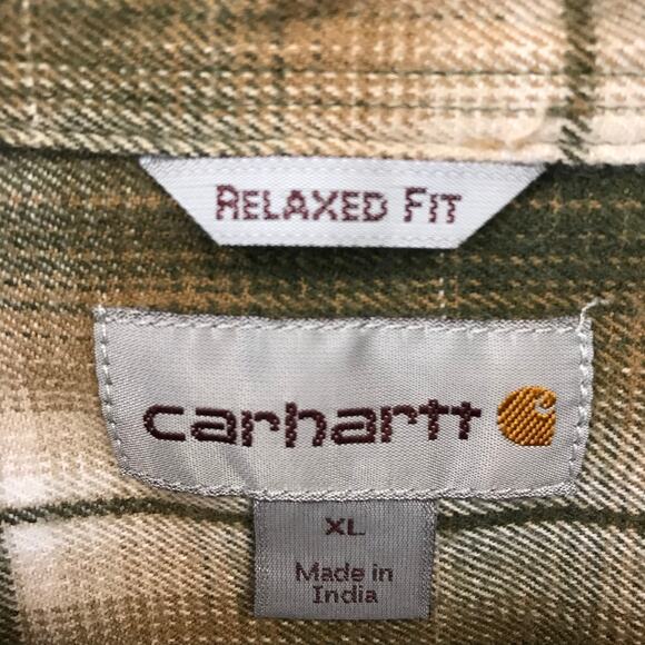 Carhartt Shirt Size XL Button Down Mens Flannel Shirt Plaid Work Wear - Picture 4 of 8